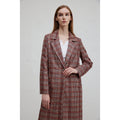 Women's Elegant Plaid Coat with Double-Breasted Button Closure and Casual Fit