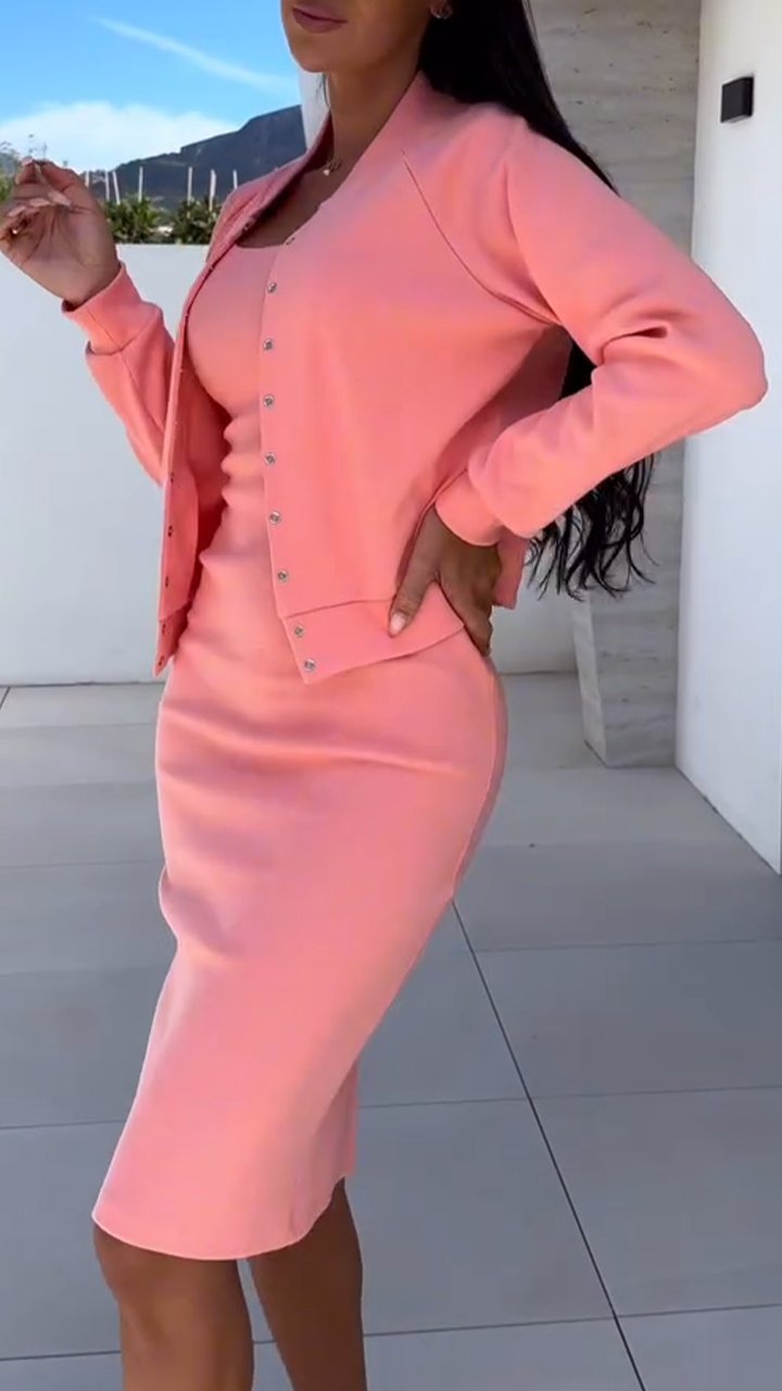 Women's Fashionable Sweat Dress and Jacket Set