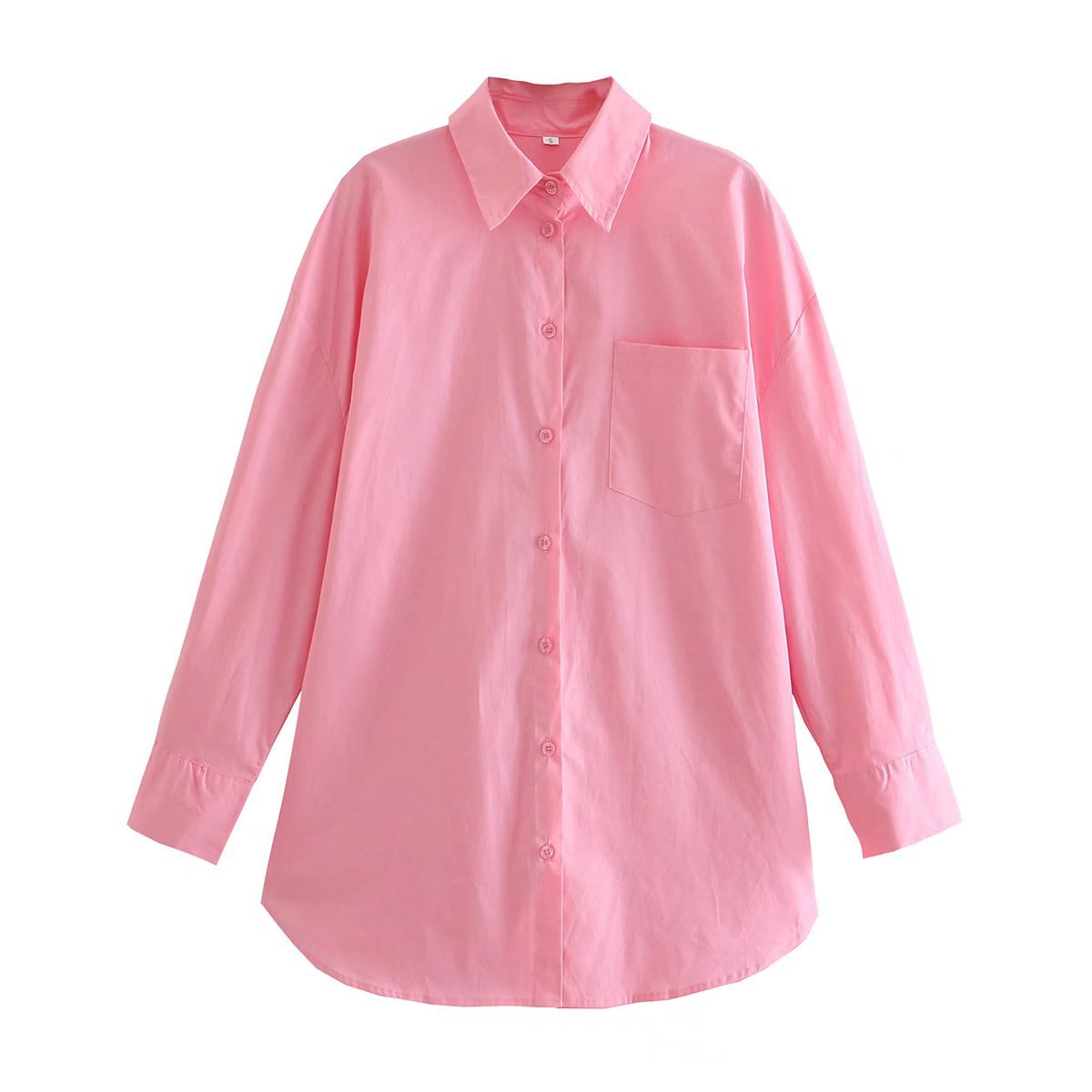 Women's Long-Sleeve Blouse with Elegant Cut and Cotton Fabric