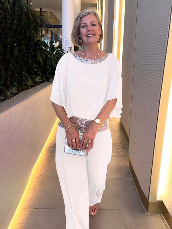 Elegant Airy Jumpsuit with Glitter Waistband