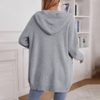 Women's Casual Knit Coat with Hood