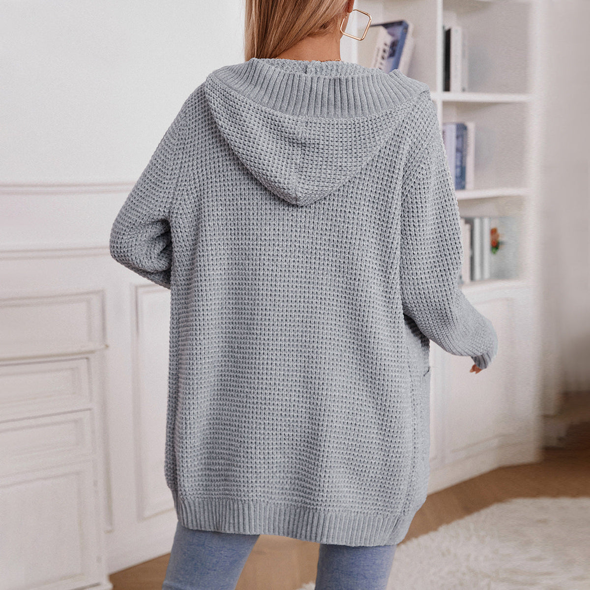 Women's Casual Knit Coat with Hood