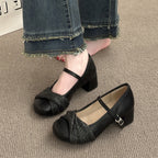 Women's Ballet Flats with Strap and Knit Detail