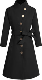Women's Elegant Wrap Coat with Unique Collar and Belt