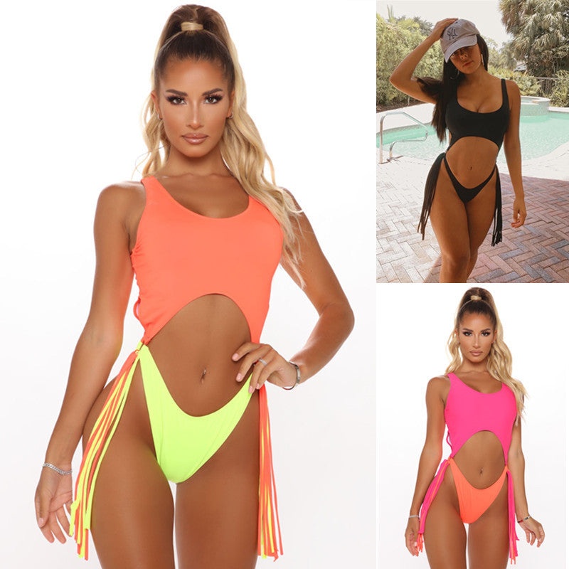 Women's Swimsuit with Cut-Outs and Fringe