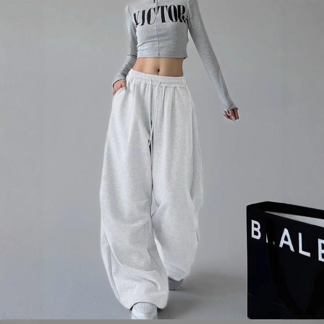 Women's Comfortable Wide-Leg Joggers with Elastic Waist and Pockets