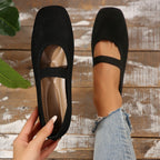 Women's Ballet Flats with Elastic Strap and Comfortable Footbed