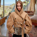 Women's Designer Jacket with Cross-Over Closure and Statement Sleeves