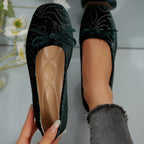 Women's Ballet Flats with Glitter Pattern and Bow