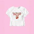 Women's Artistic Cherry Print Crop T-Shirt