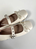 Women's Ballet Flats with Bow Accent and Adjustable Strap