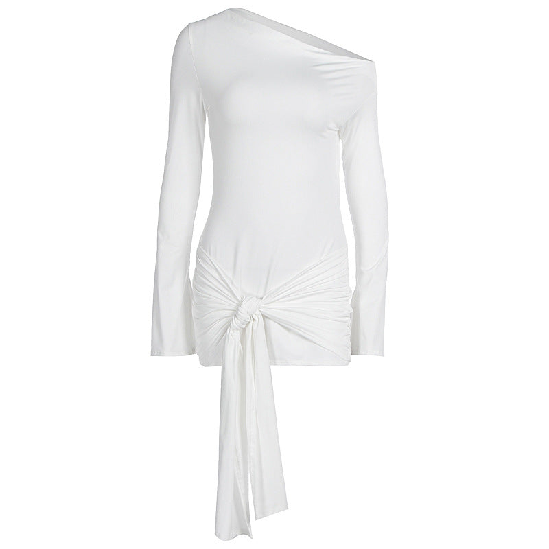 Women's Asymmetrical Wrap Top with Decorative Knot