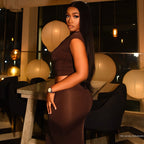 Women's Elegant Wrap Top and Form-Fitting Maxi Skirt Combination