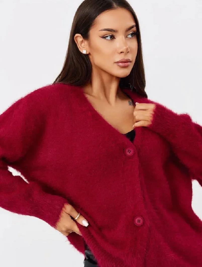 Women's Fluffy V-Neck Cardigan