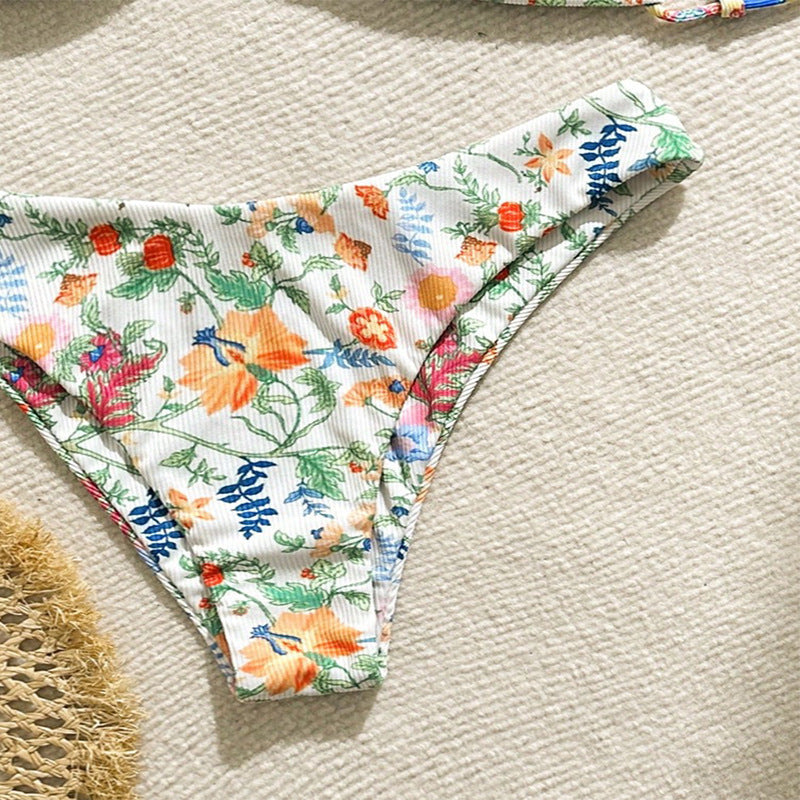 Women's Bandeau Bikini with Elegant Floral Design