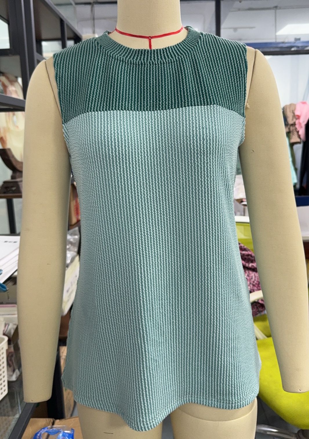 Sleeveless Ribbed Boat Neck Top with Side Pockets