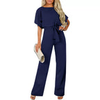 Elegant Wide-Leg Jumpsuit with Waist Knot