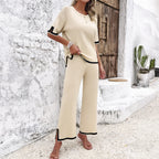 Women's Casual Two-Piece Knit Set with Fashionable Accents