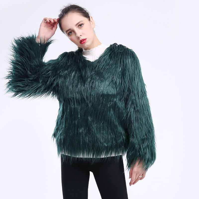 Women's Cozy Faux Fur Open-Front Long-Sleeve Coat