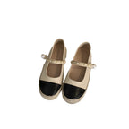 Women's Ballet Flats with Decorative Chain Strap and Pearl Accent