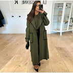 Elegant Transitional Jacket with Decorative Belt and Pockets