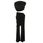 Women's Elegant Set with Ruched Top and Wide Waistband