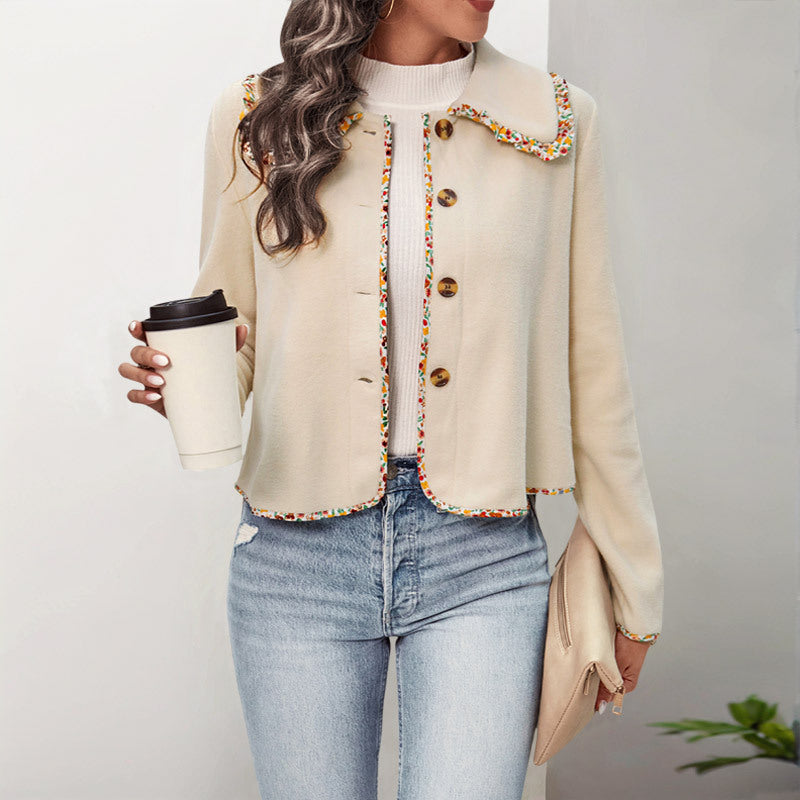 Women's Elegant Jacket with Floral Accents and Soft Fabric