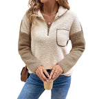 Women's half-zip fleece pullover with pockets