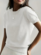 Women's Short-Sleeve Fine Knit Sweater