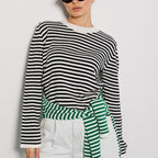 Women's Striped Casual Cotton-Blend Sweater