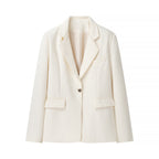 Women's Elegant Blazer Jacket with Textured Design and Practical Pockets