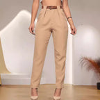 Elegant High-Waisted Pants with Pleat Details