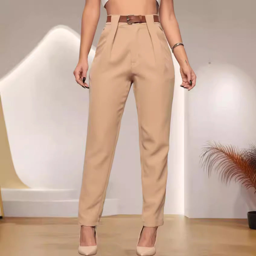 Elegant High-Waisted Pants with Pleat Details