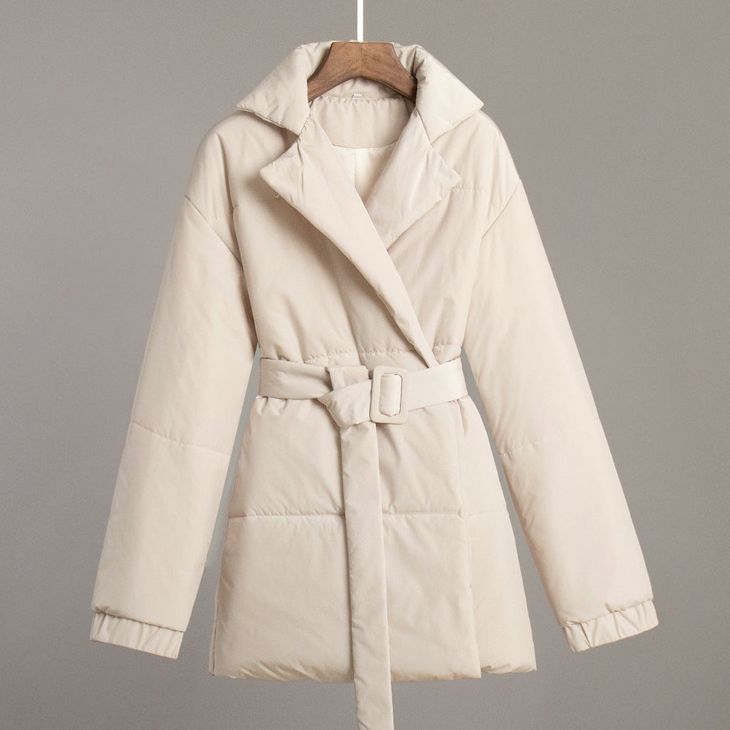 Elegant Padded Jacket with Waist Belt