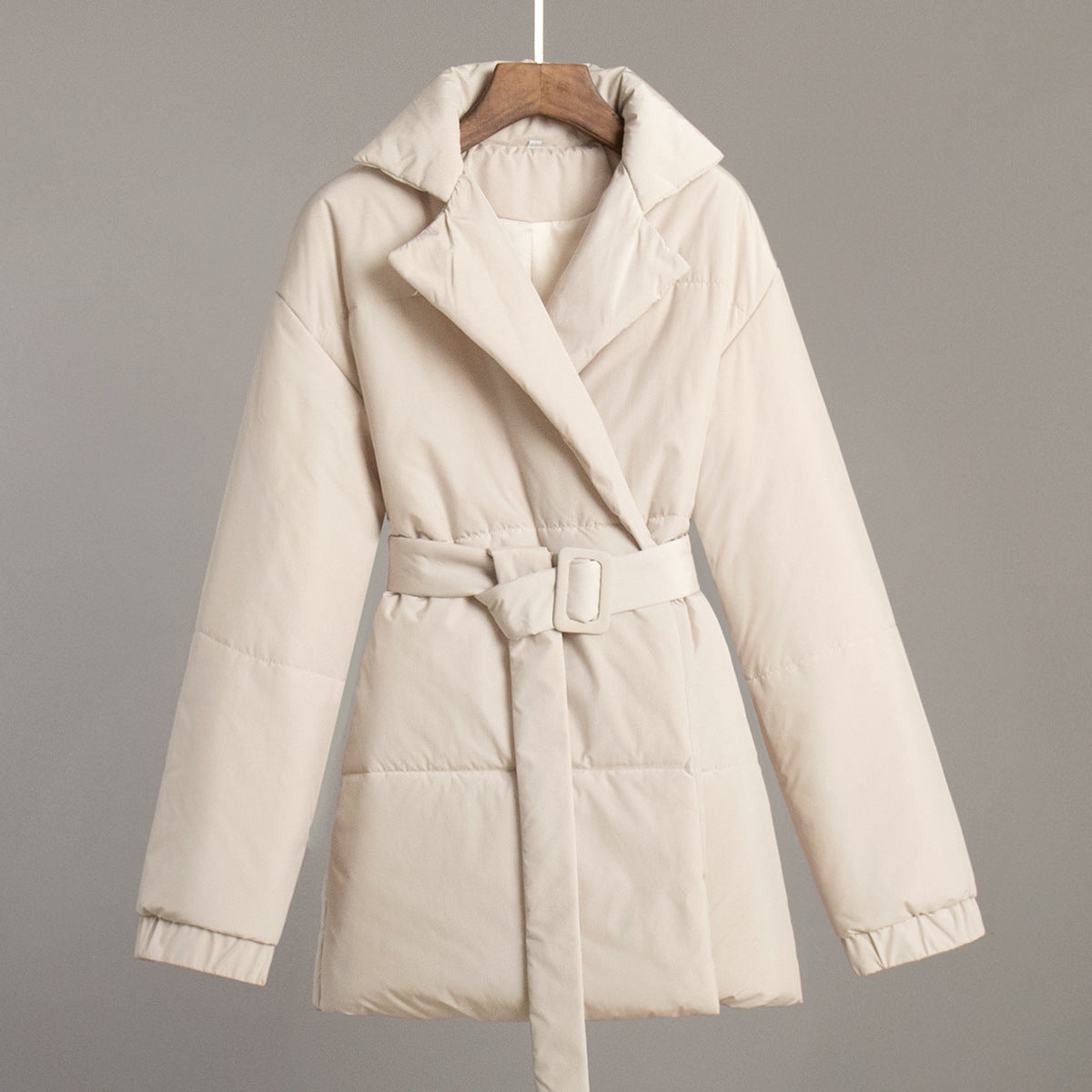 Elegant Padded Jacket with Waist Belt