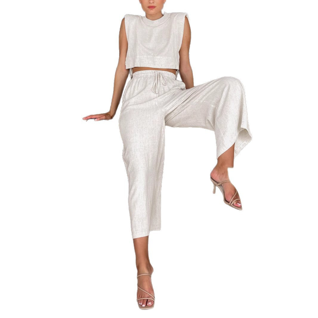 Two-Piece Set with Wide Sleeves and Elastic Waistband