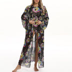Elegant Women's Beach Kimono with Floral Pattern