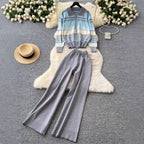 Women's Fashionable Loungewear Set with Zipper and Wide Leg