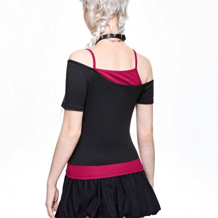 Women's Asymmetrical Rock T-Shirt with Graphic Print