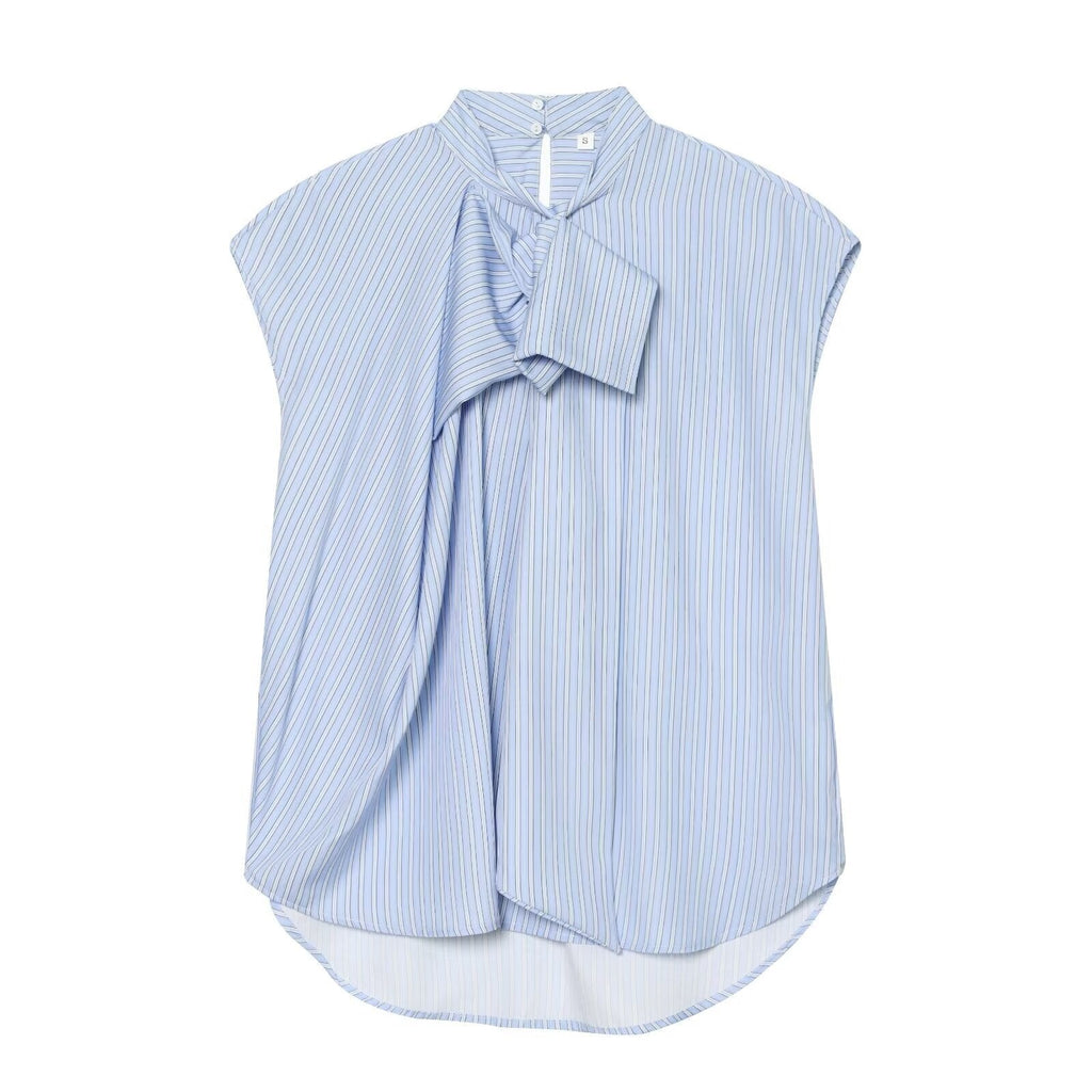 Women's Blouse with Modern Cut and Unique Tie Collar