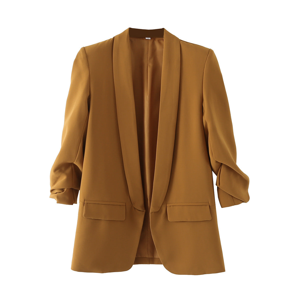 Elegant Women's Blazer with Rolled Sleeves and Pockets