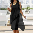 Women's Asymmetrical Chiffon Dress with Flowing Cut