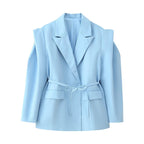 Elegant Oversized Blazer with Belt Detail