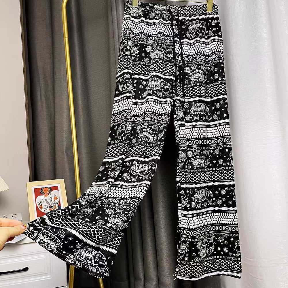Women's Harem Trousers with Colorful Elephant Pattern
