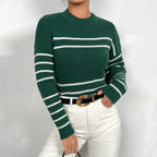 Women's Knit Sweater with Stylish Stripe Pattern