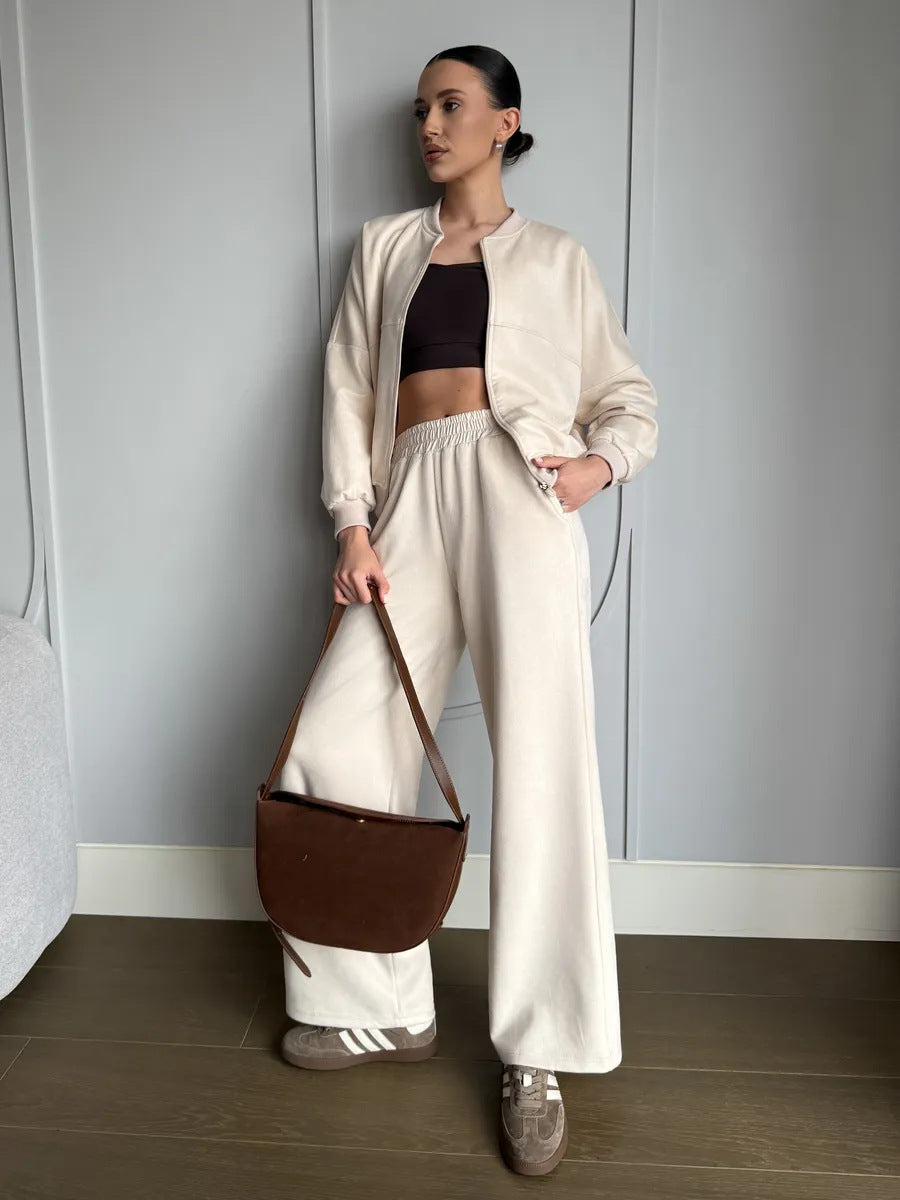 Casual Sweat Jacket and Pants Set