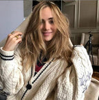 Women's Chunky Knit Cardigan with Unique Cable Structure and Decorative Stars