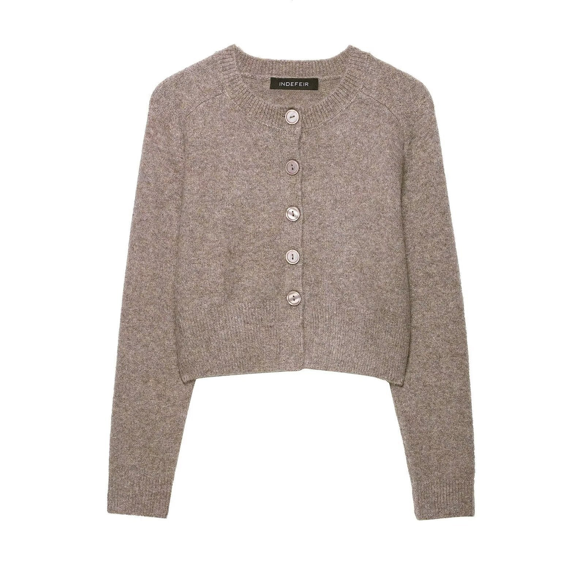 Women's Cropped Knit Cardigan with Button Closure