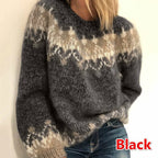 Cozy Knit Sweater with Modern Pattern and Voluminous Sleeves