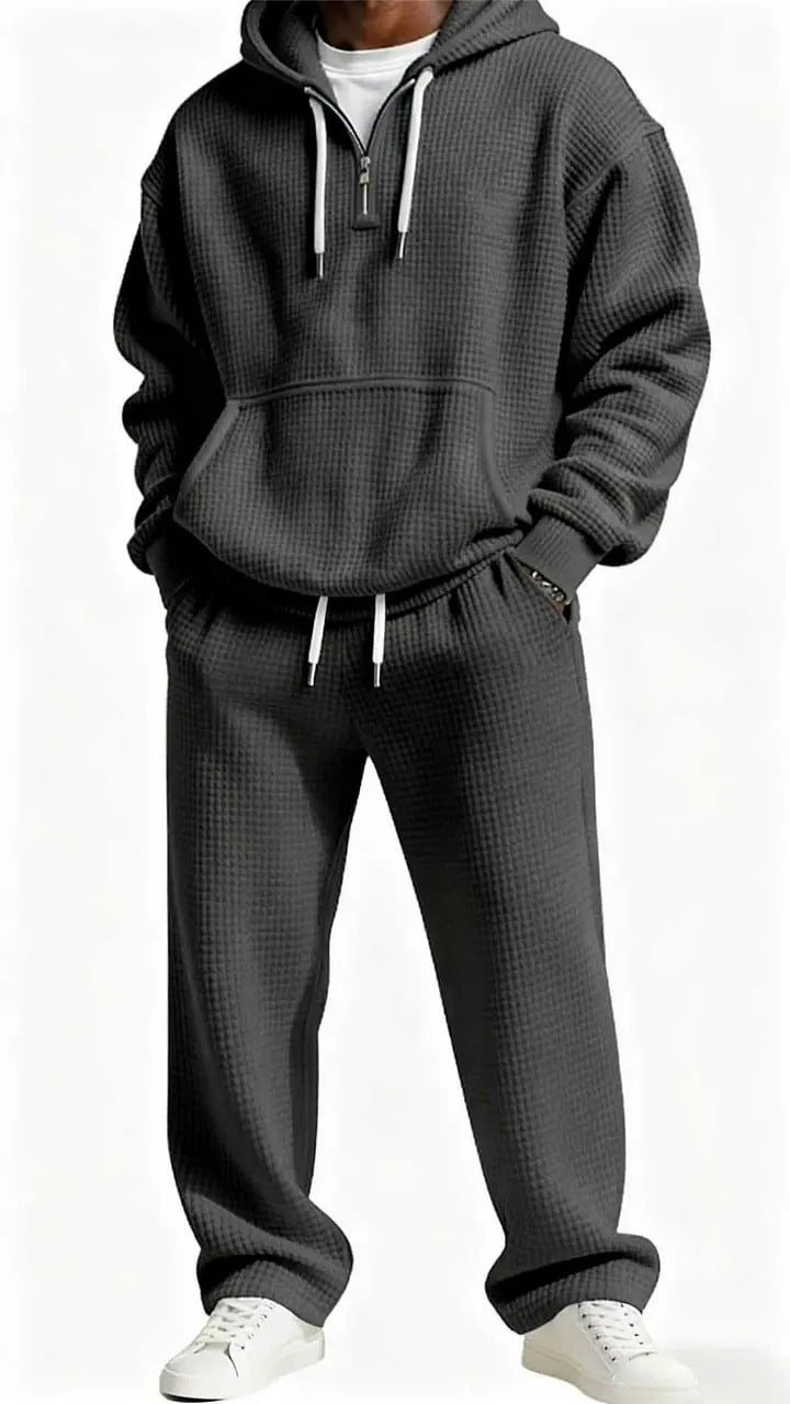 Men's Trendy Hoodie with Practical Zipper and Comfortable Jogging Pants